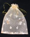 Organza Pouch Printed - Butterfly Gold (L)