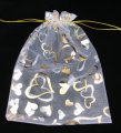 Organza Pouch Printed - Heart White (L)