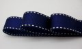 Grosgrain With Stitch Ribbon - 3/4 Navy Blue