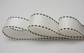 Grosgrain With Stitch Ribbon - 3/4 White