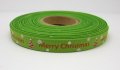 Printed Christmas ribbon - 3/8' - Merry Xmas - Green